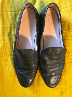 J. Crew Black Leather Slip-On Loafers